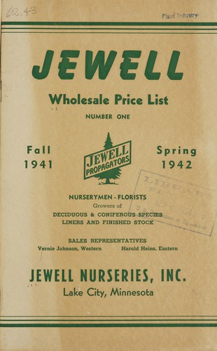 Jewell's wholesale price list, number one