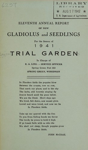 Eleventh annual report of new gladiolus and seedlings for the season 1941