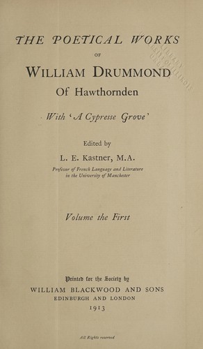 The poetical works of William Drummond of Hawthornden with "A cypresse grove"