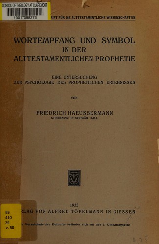 Wortempfang und Symbol in der alttestamentlichen Prophetie