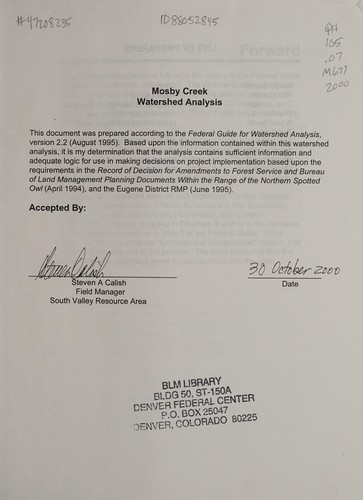 Mosby Creek watershed analysis