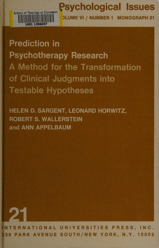 Prediction in psychotherapy research