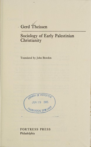 Sociology of early Palestinian Christianity