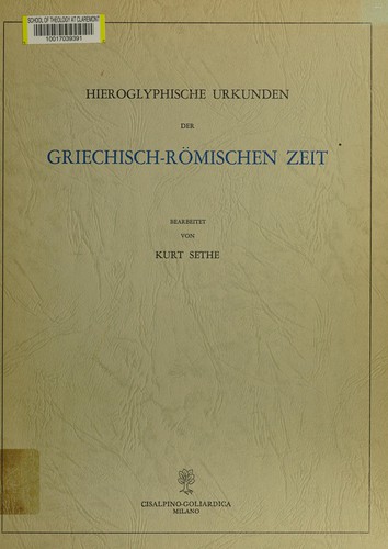 Hieroglyphische Urkunden der griechisch-römischen Zeit