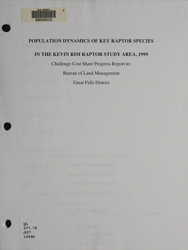 Population dynamics of key raptor species in the Kevin Rim Raptor Study Area, 1999