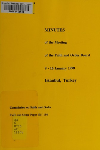 Minutes of the meeting of the Faith and Order Board, 9-16, January 1998, Istanbul, Turkey