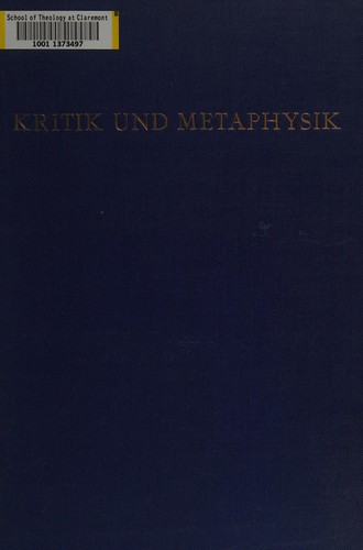Kritik und Metaphysik