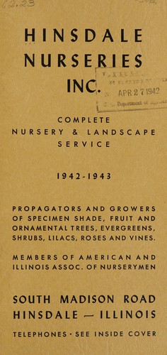 Hinsdale Nurseries, Inc., 1942 -- 1943, complete nursery & landscape service