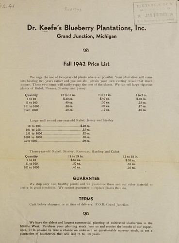 Fall 1942 price list