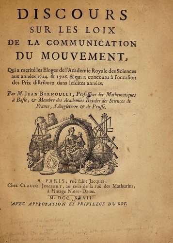Discours sur les loix de la communication du mouvement