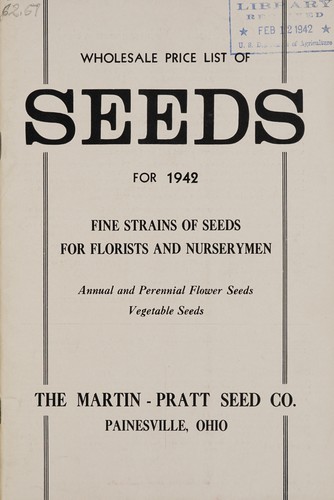 Wholesale price list of seeds for 1942