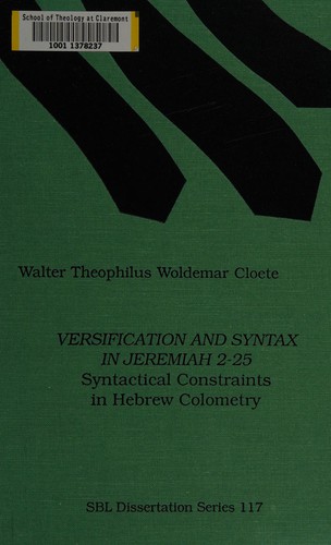 Versification and syntax in Jeremiah 2-25
