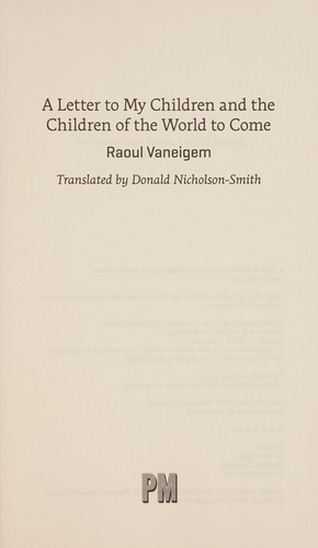 Letters to My Children and the Children of the World to Come