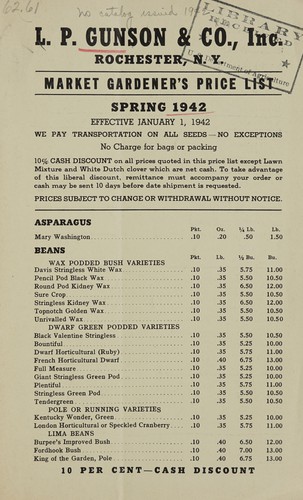 Market gardener's price list