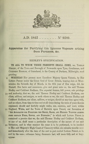 Specification of Thomas Hedley and Cuthbert Rodham