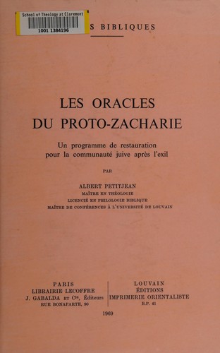 Les oracles du Proto-Zacharie