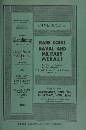 Catalogue of rare coins, [and] naval and military medals, [including] the property of N.B. Jopson, Esq.; historical medals, the property of James Chapman Woods, Esq.; [as well as] an oak cabinet by Spink & Son; [and] a catalog of the Sir Hermann Weber collection of Greek coins ...