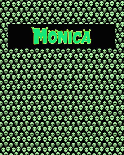 120 Page Handwriting Practice Book with Green Alien Cover Monica