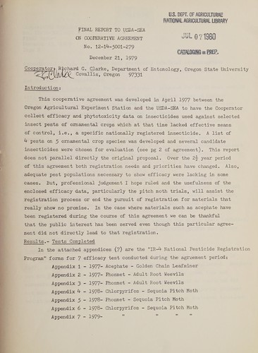 Final report to USDA-SEA on cooperative agreement no. 12-14-5001-279