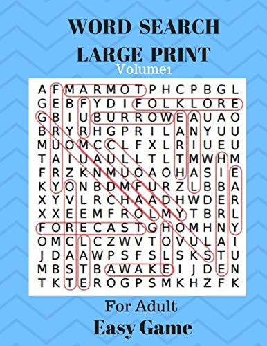 Word Search Large Print For Adult Puzzle Book Easy Game Volume 1