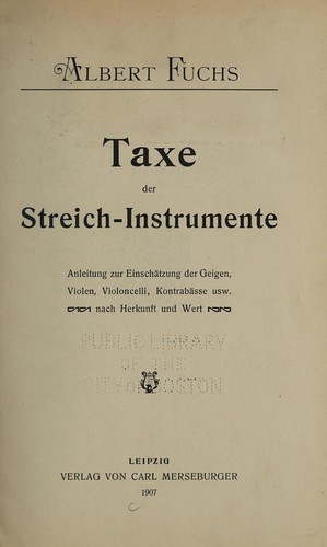 Taxe der Streichinstrumente
