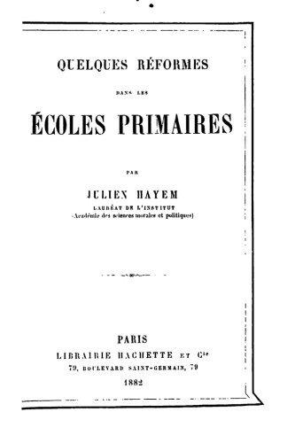 Quelques réformes dans les écoles primaires