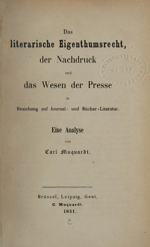 Das literarische eigenthumsrecht