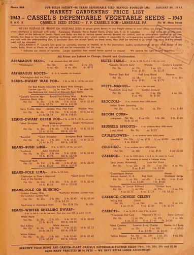 1943 Cassel's dependable vegetable seeds