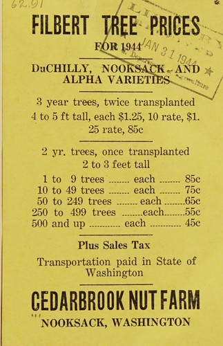 Filbert tree prices for 1944