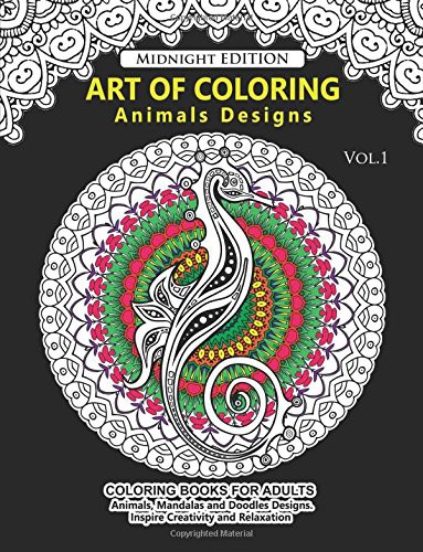 Art of Coloring Animal Design Midnight Edition