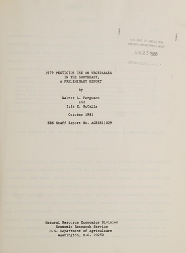 1979 pesticide use on vegetables in the southeast
