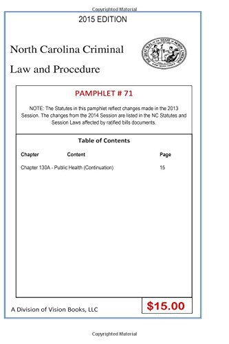 North Carolina Criminal Law and Procedure-Pamphlet 71