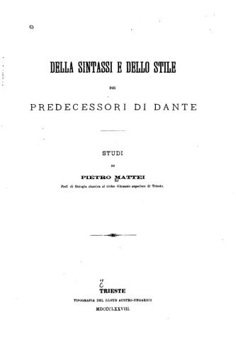 Della sintassi e dello stile dei predecessori di Danti