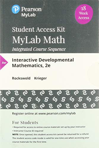 MyLab Math for Rockswold Interactive Developmental Math MML Update 2e - 18 week Standalone Access Code