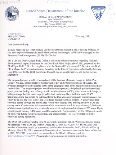 Draft environmental impact statement for the Gold Rock Mine Project