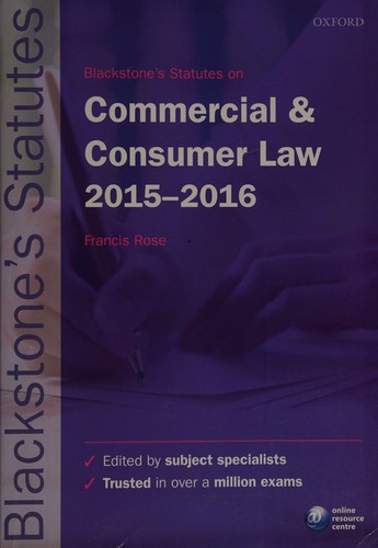 Blackstone's Statutes on Commercial and Consumer Law 2015-2016