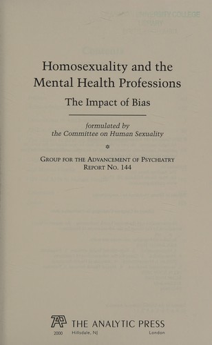 Homosexuality and the mental health professions