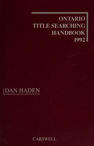 Ontario Title Searching Handbook, 1992