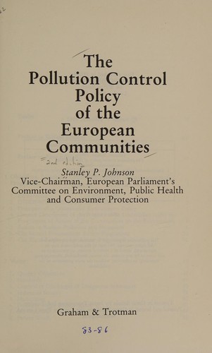 The pollution control policy of the European Communities