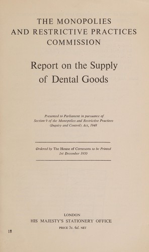 Report on the supply of dental goods
