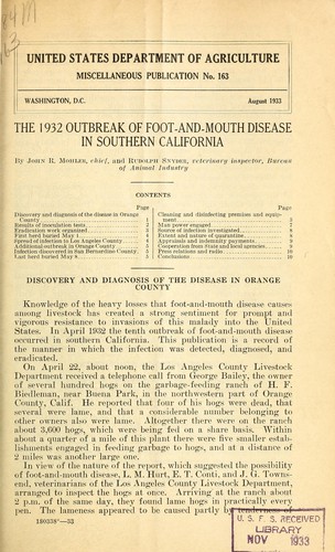 The 1932 outbreak of foot-and-mouth disease in Southern California