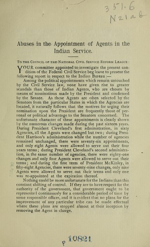 Abuses in the appointment of agents in the Indian service