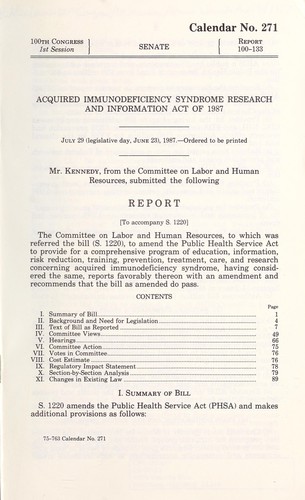 Acquired Immunodeficiency Syndrome Research and Information Act of 1987