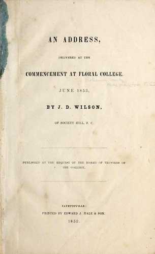 An address delivered at the commencement at Floral College