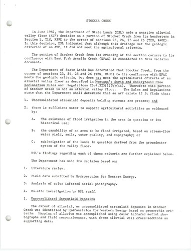 Alluvial valley floor descision document