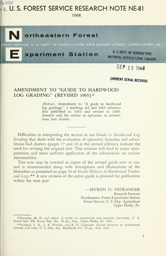 Amendment to Guide to hardwood log grading, revised 1965
