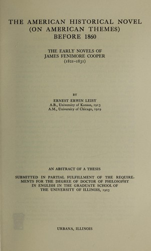 The American historical novel (on American themes) before 1860-