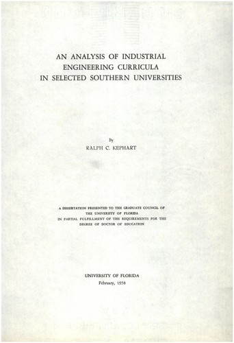 An analysis of industrial engineering curricula in selected southern universities
