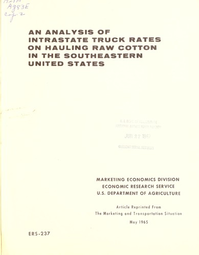 An analysis of interstate truck rates of hauling raw cotton in the southeastern United States
