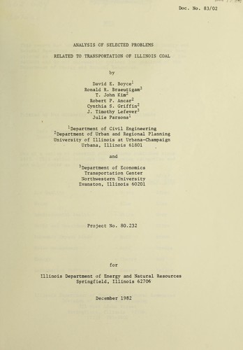 Analysis of selected problems related to transportation of Illinois coal